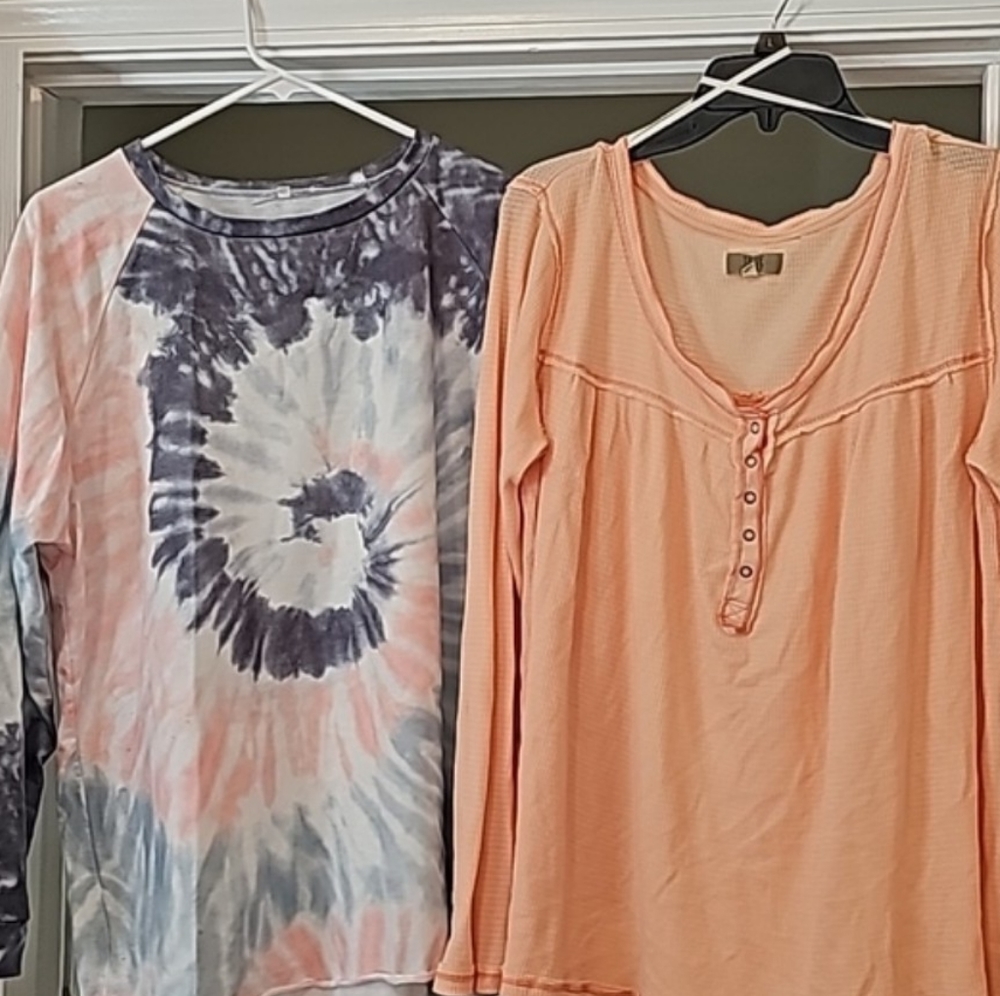 True Craft, 2 long sleeve shirts, peach, blue, white, Size XL - Picture 2 of 10